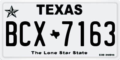 TX license plate BCX7163
