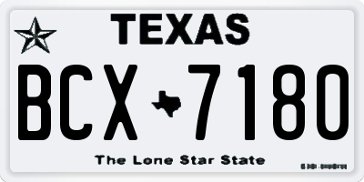 TX license plate BCX7180