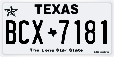 TX license plate BCX7181