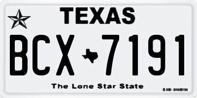 TX license plate BCX7191