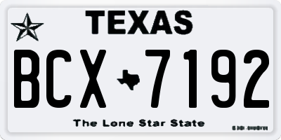 TX license plate BCX7192