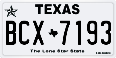 TX license plate BCX7193
