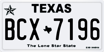 TX license plate BCX7196