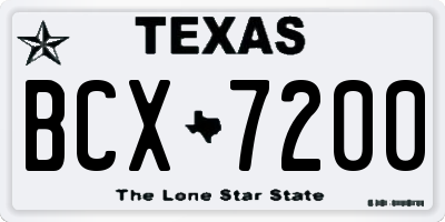 TX license plate BCX7200