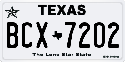 TX license plate BCX7202