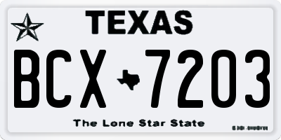 TX license plate BCX7203