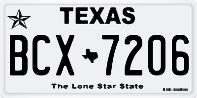 TX license plate BCX7206