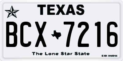TX license plate BCX7216