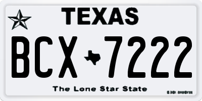 TX license plate BCX7222