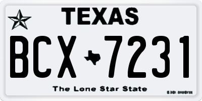 TX license plate BCX7231