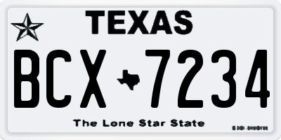 TX license plate BCX7234