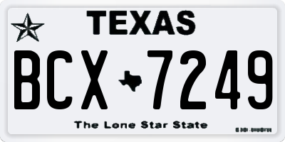 TX license plate BCX7249