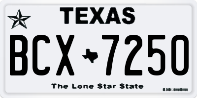 TX license plate BCX7250