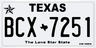 TX license plate BCX7251