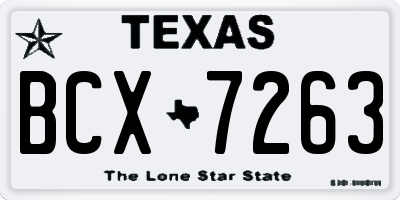 TX license plate BCX7263