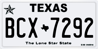 TX license plate BCX7292