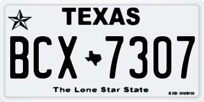 TX license plate BCX7307