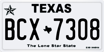 TX license plate BCX7308