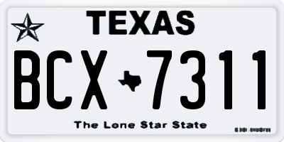 TX license plate BCX7311