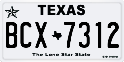 TX license plate BCX7312