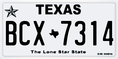 TX license plate BCX7314