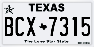TX license plate BCX7315