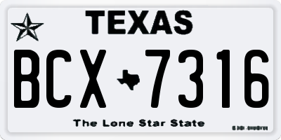 TX license plate BCX7316