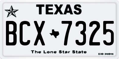 TX license plate BCX7325