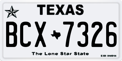 TX license plate BCX7326