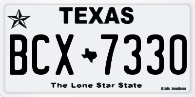 TX license plate BCX7330