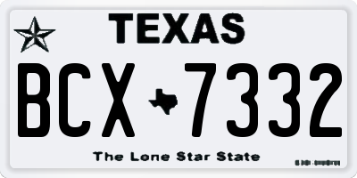 TX license plate BCX7332