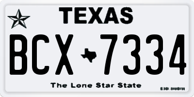 TX license plate BCX7334