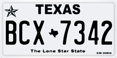 TX license plate BCX7342