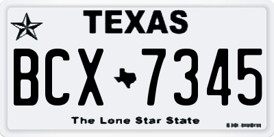 TX license plate BCX7345