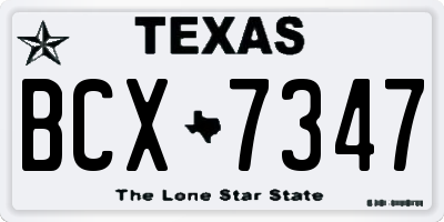 TX license plate BCX7347