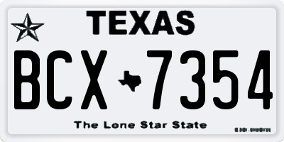 TX license plate BCX7354