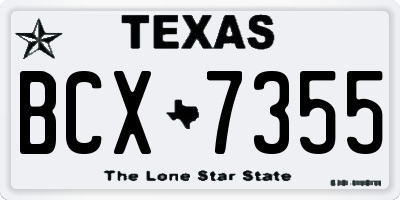TX license plate BCX7355