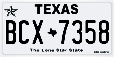 TX license plate BCX7358