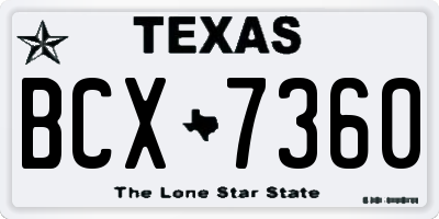 TX license plate BCX7360
