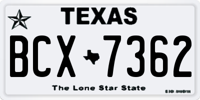 TX license plate BCX7362