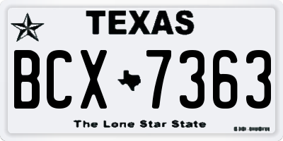 TX license plate BCX7363
