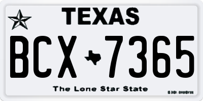TX license plate BCX7365