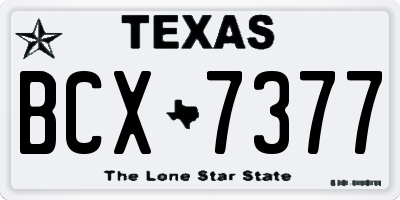 TX license plate BCX7377
