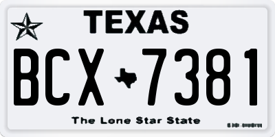 TX license plate BCX7381
