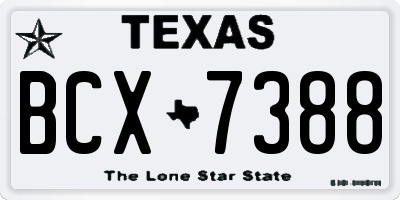 TX license plate BCX7388