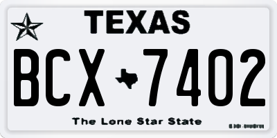 TX license plate BCX7402