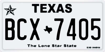 TX license plate BCX7405