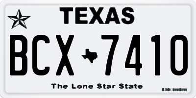 TX license plate BCX7410