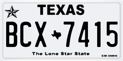 TX license plate BCX7415