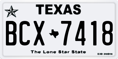 TX license plate BCX7418